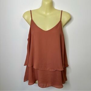 Annabella Elegant Tiered Rust Camisole Top size M